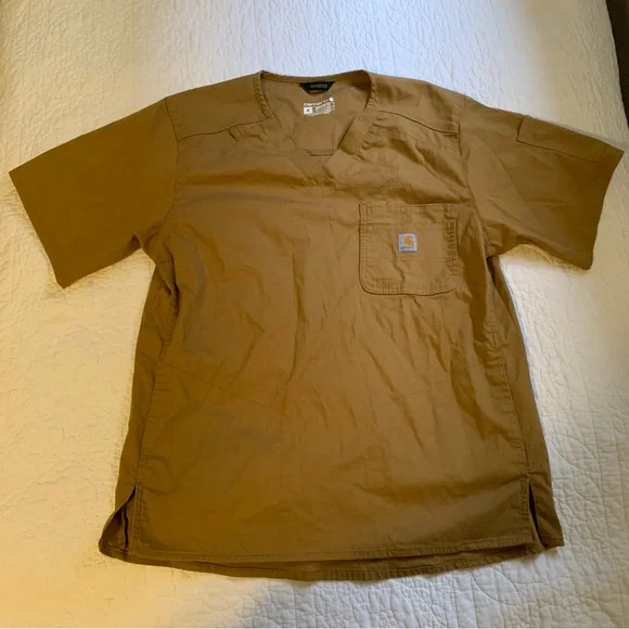 Carhartt Men's Modern Fit Rugged Flex Scrub Top size Medium brown tan - Picture 7 of 7